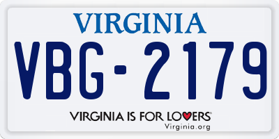 VA license plate VBG2179