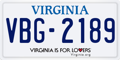 VA license plate VBG2189