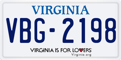 VA license plate VBG2198