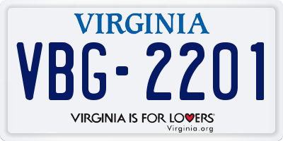VA license plate VBG2201