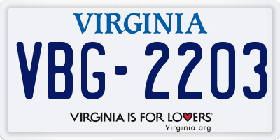 VA license plate VBG2203