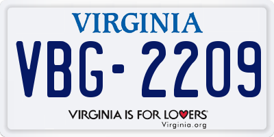 VA license plate VBG2209