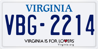 VA license plate VBG2214