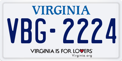 VA license plate VBG2224