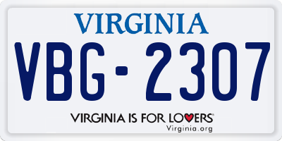 VA license plate VBG2307