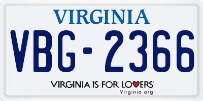VA license plate VBG2366