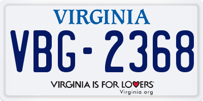 VA license plate VBG2368