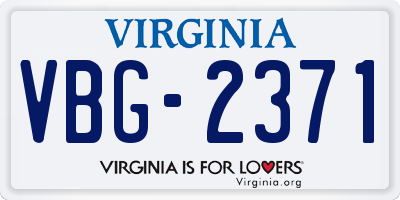VA license plate VBG2371