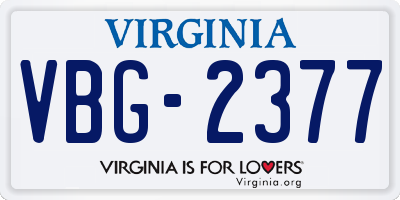 VA license plate VBG2377