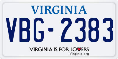 VA license plate VBG2383