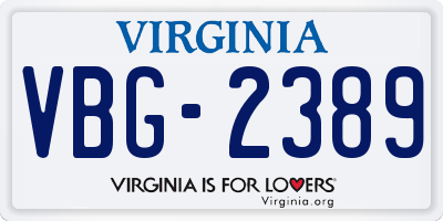 VA license plate VBG2389
