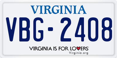 VA license plate VBG2408