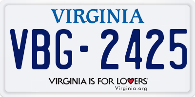 VA license plate VBG2425