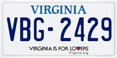 VA license plate VBG2429