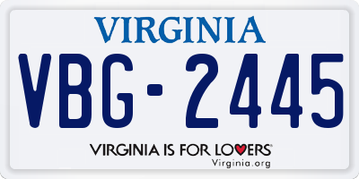 VA license plate VBG2445