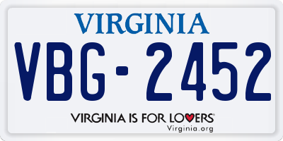 VA license plate VBG2452
