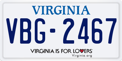 VA license plate VBG2467