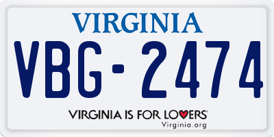 VA license plate VBG2474