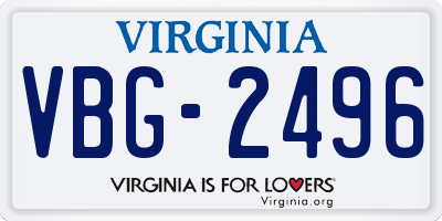 VA license plate VBG2496
