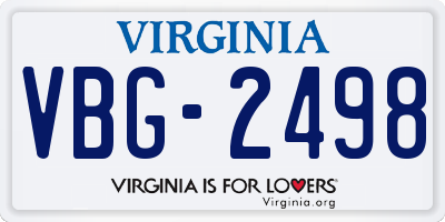 VA license plate VBG2498