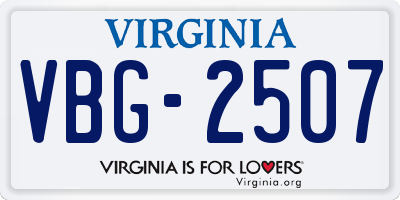 VA license plate VBG2507