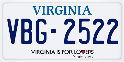 VA license plate VBG2522