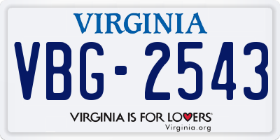 VA license plate VBG2543
