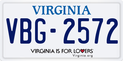 VA license plate VBG2572