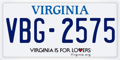VA license plate VBG2575