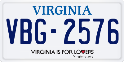 VA license plate VBG2576