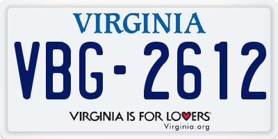 VA license plate VBG2612