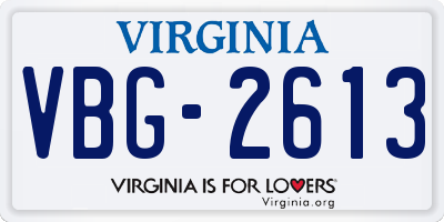 VA license plate VBG2613