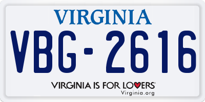 VA license plate VBG2616
