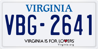 VA license plate VBG2641