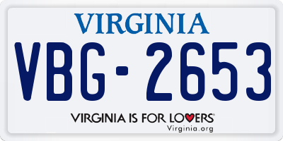 VA license plate VBG2653