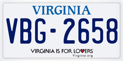 VA license plate VBG2658