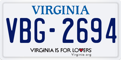 VA license plate VBG2694