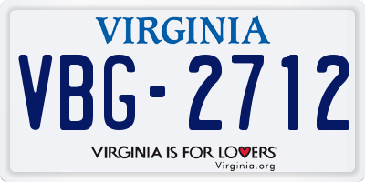 VA license plate VBG2712