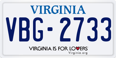 VA license plate VBG2733