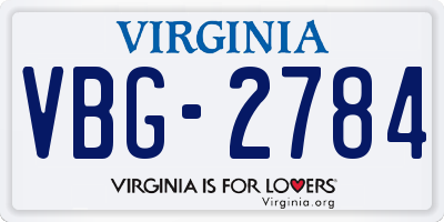 VA license plate VBG2784