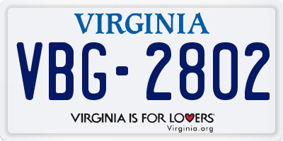 VA license plate VBG2802