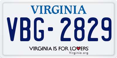 VA license plate VBG2829