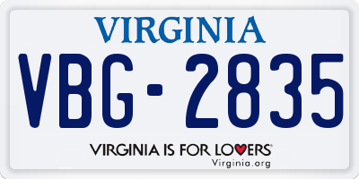 VA license plate VBG2835
