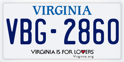 VA license plate VBG2860