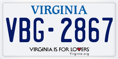 VA license plate VBG2867