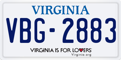 VA license plate VBG2883