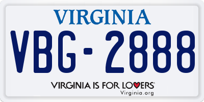 VA license plate VBG2888