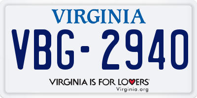 VA license plate VBG2940
