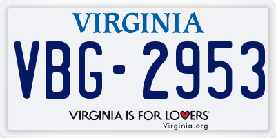 VA license plate VBG2953