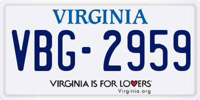VA license plate VBG2959
